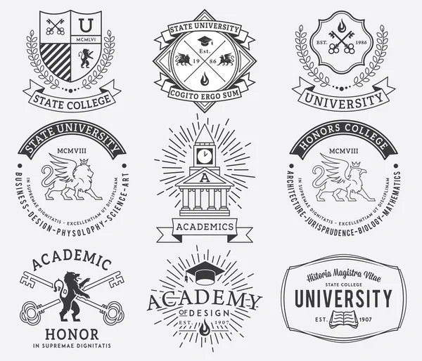 学院和大学徽章 2 黑色白色 图库插图