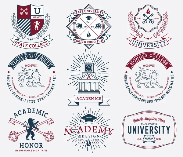 学院和大学徽章 2 色 免版税图库插图