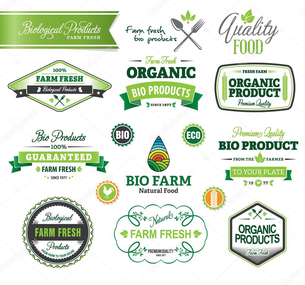 Set of organic badges and labels