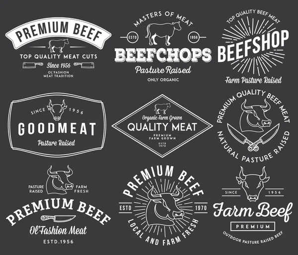 Quality beef meat white on black — Stock Illustration Quality beef meat white on black Royalty Free Stock Vectors