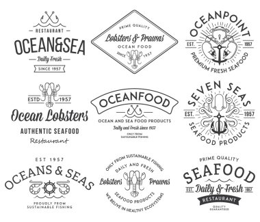 Seafood labels and badges vol. 3 black on white