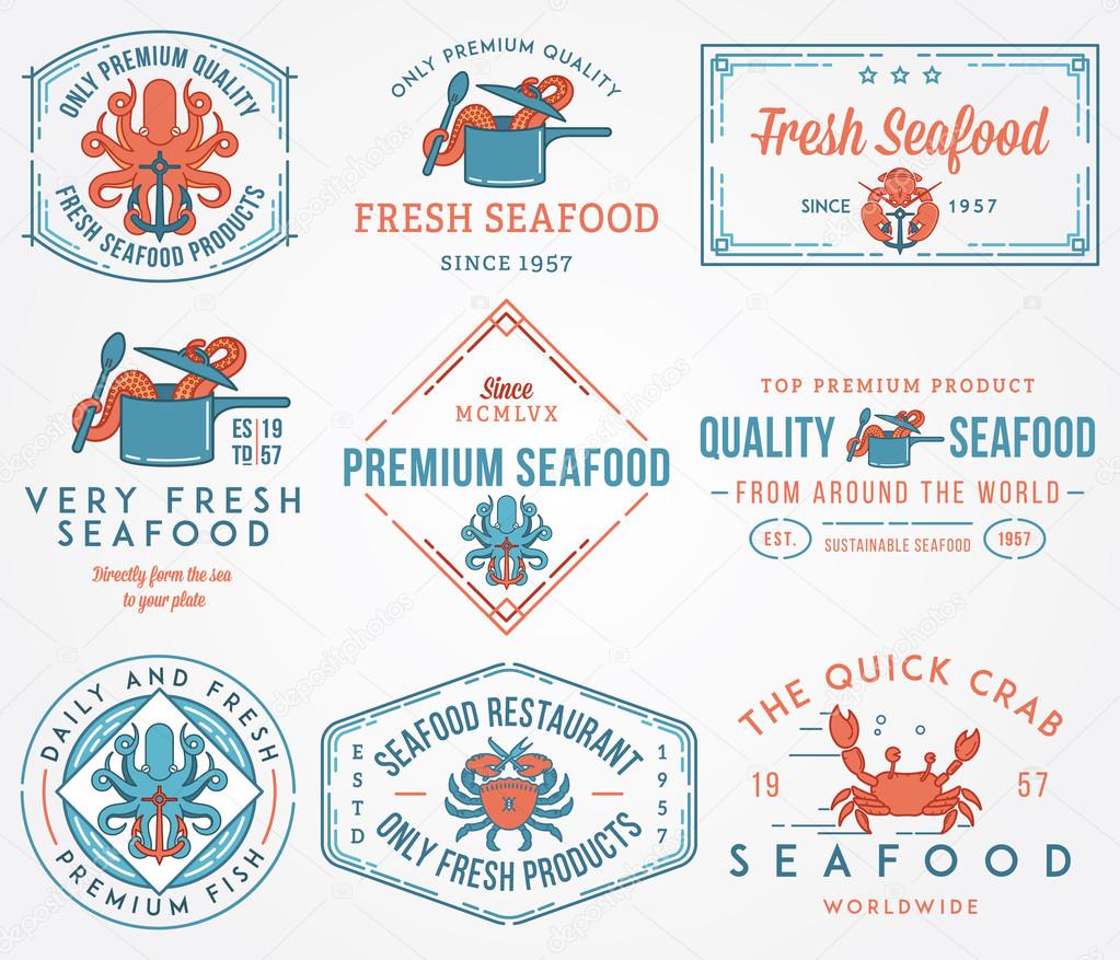 Seafood labels and badges vol. 1 colored