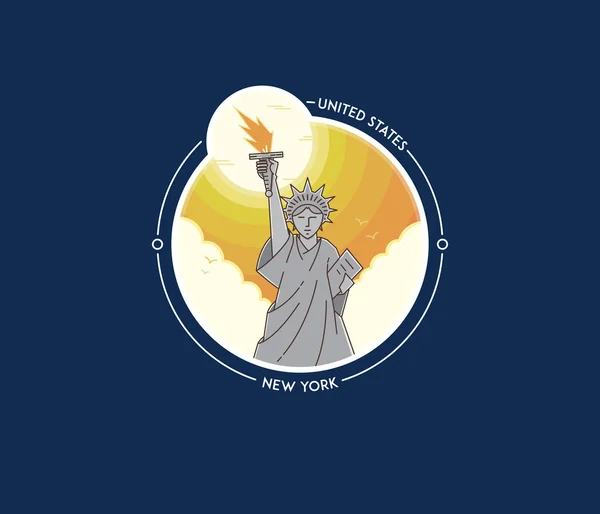 Nueva York estatua de la libertad vector icono de la ciudad — Archivo Imágenes Vectoriales