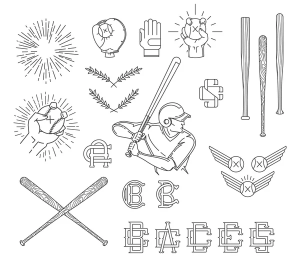 Коллекция символов бейсбола — стоковый вектор