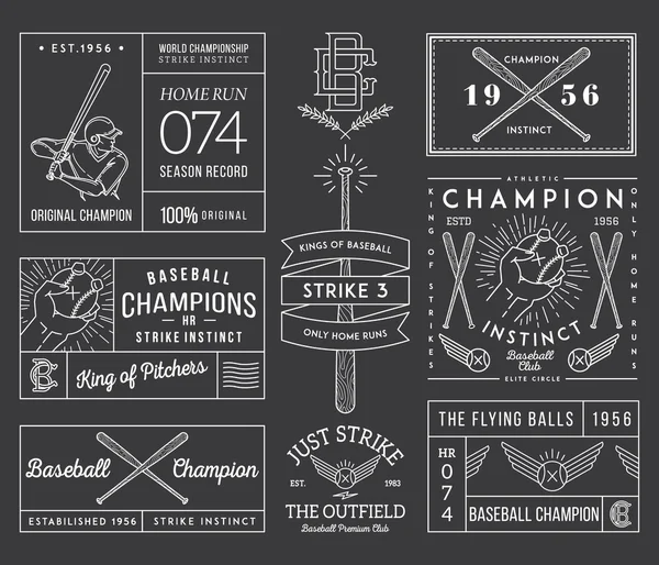 Distintivos de beisebol e ícones — Vetor de Stock