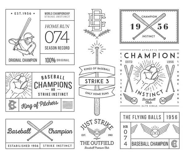 Distintivos de beisebol e ícones — Vetor de Stock