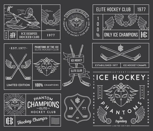 Hockey badges and labels vol. 2 white — Stock Vector