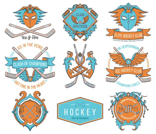 Badges et lables de hockey vol. 1 couleur — Image vectorielle