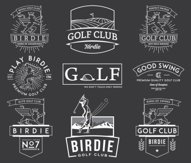 Golf rozetleri ve etiketleri vol 2 siyah üzerine beyaz