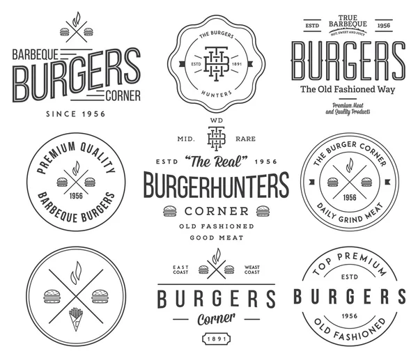 Insignias de comida rápida e iconos negro sobre blanco 2 — Vector de stock