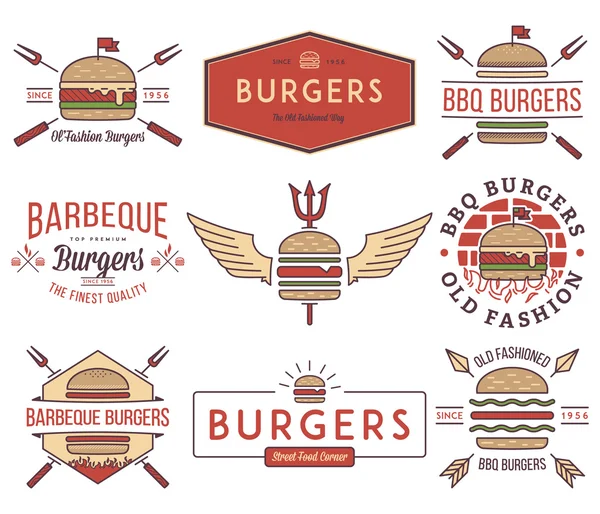 Emblemas de fast food e ícones coloridos 1 —  Vetores de Stock