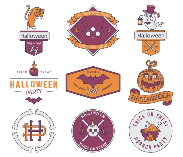 Feliz Halloween insignias de color — Archivo Imágenes Vectoriales