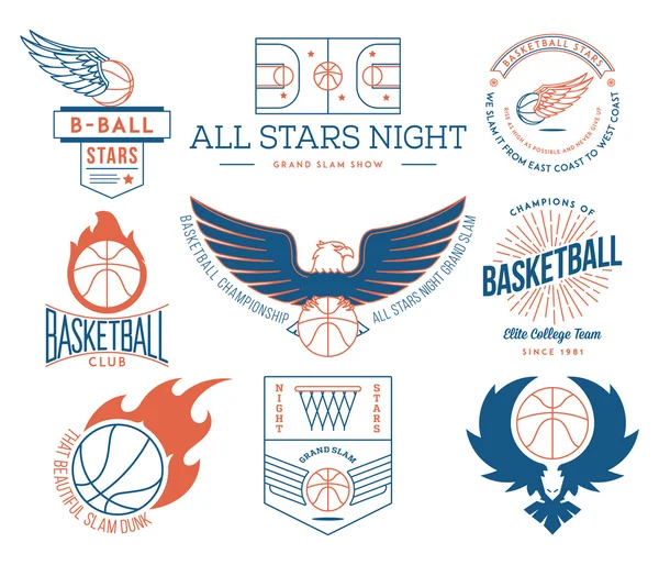 Баскетбольні спортивні значки кольорові — стоковий вектор