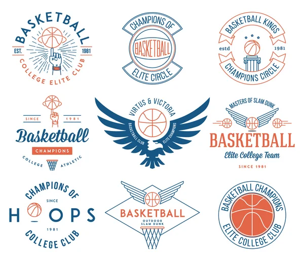 B-ball badges gekleurde — Stockvector