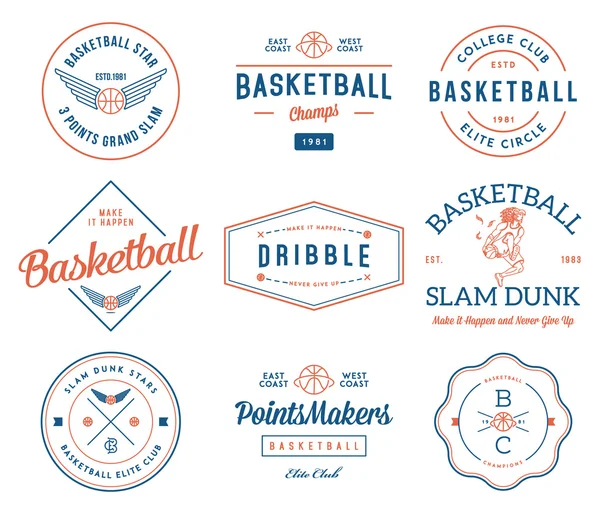 Badges de basket colorés — Image vectorielle
