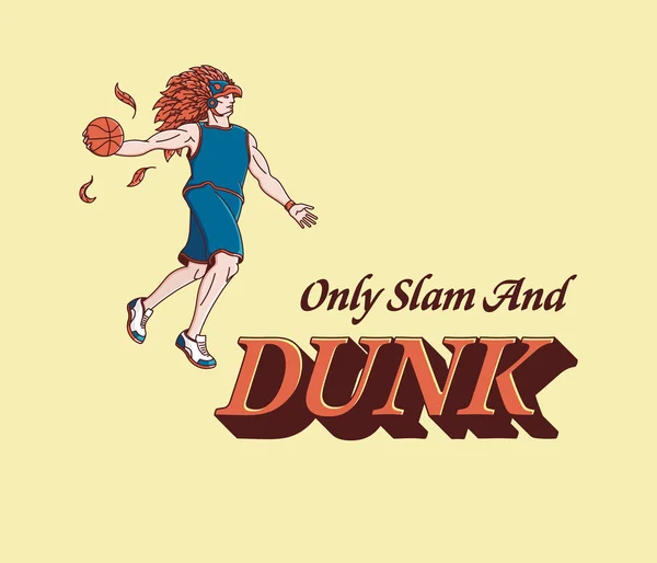 Basketball Hoop Dunk et Dribble — Image vectorielle