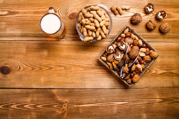 Mix of nuts, snacks, chips — Stock Photo, Image