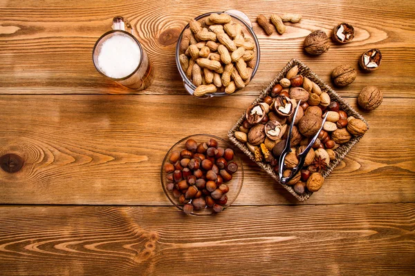 Mix of nuts, snacks, chips — Stock Photo, Image