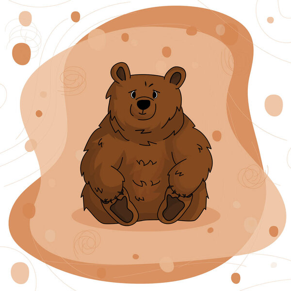 Милый медвежонок гризли, который сидит и держит лапы на коричневом розовом фоне