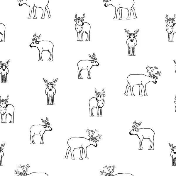 흰색의 귀여운 Deers Caribou Seamless Pattern Collessing Book — 스톡 벡터
