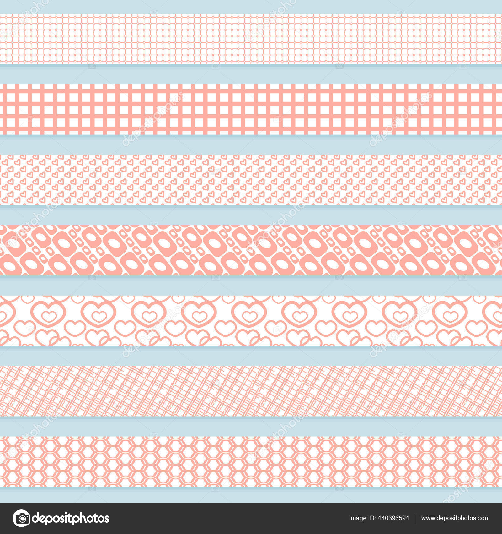 Valentine Washi Tape Scrapbook Items Red Stock Vector (Royalty