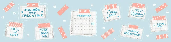Satz Sätze Auf Kariertem Papier Bist Mein Valentinstag Ich Liebe — Stockvektor