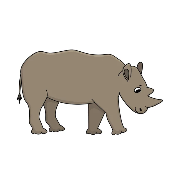 Gray Rhinoceros Going Somewhere Animal Isolated White Background Side View — Stock Vector