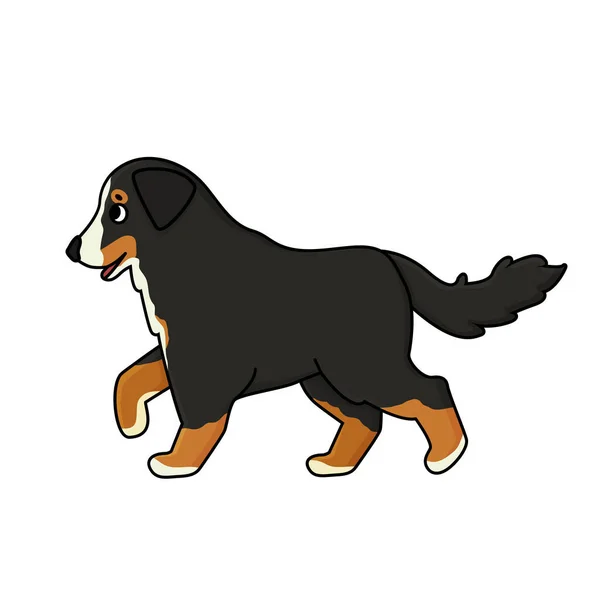 Vector Adorable Cute Outline Cartoon Hand Drawn Bernese Mountain Dog — Stock Vector