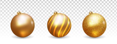 3D Altın Noel Baloları