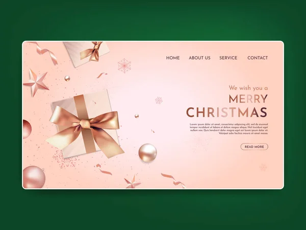 Realistic Christmas Landing Page — Stock Vector