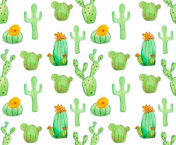 Vzor bezešvé akvarel kaktus — Stock fotografie