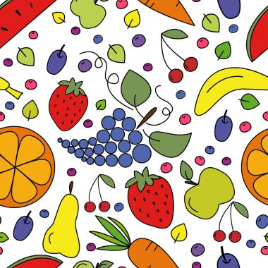 Meyve, meyve ve sebze vektör seamless modeli