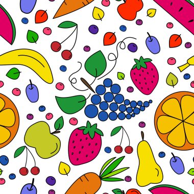 Meyve, meyve ve sebze vektör seamless modeli