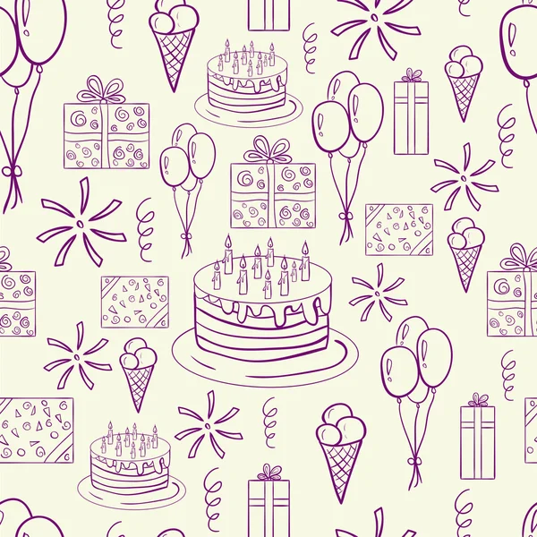 Happe birthday doodle colored seamless pattern — Stok Foto