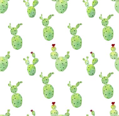 Suluboya kaktüs seamless modeli. Renkli canlı kaktüs succulents
