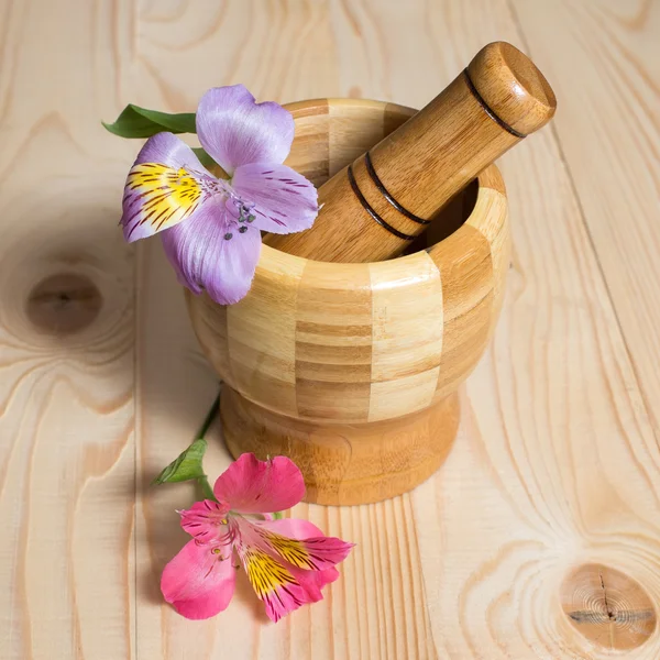 Wooden bamboo pounder — Stock Photo, Image