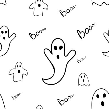 Scary ghosts seamless pattern