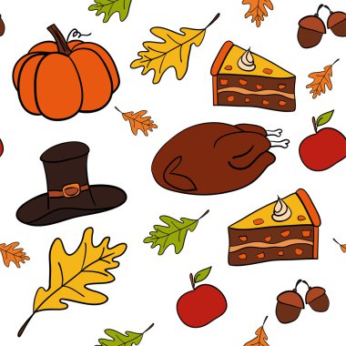 Şükran günü kesintisiz vektör desen 