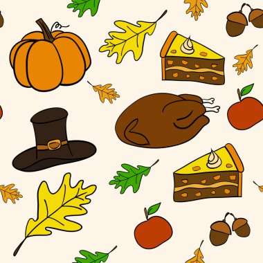 Şükran günü kesintisiz vektör desen