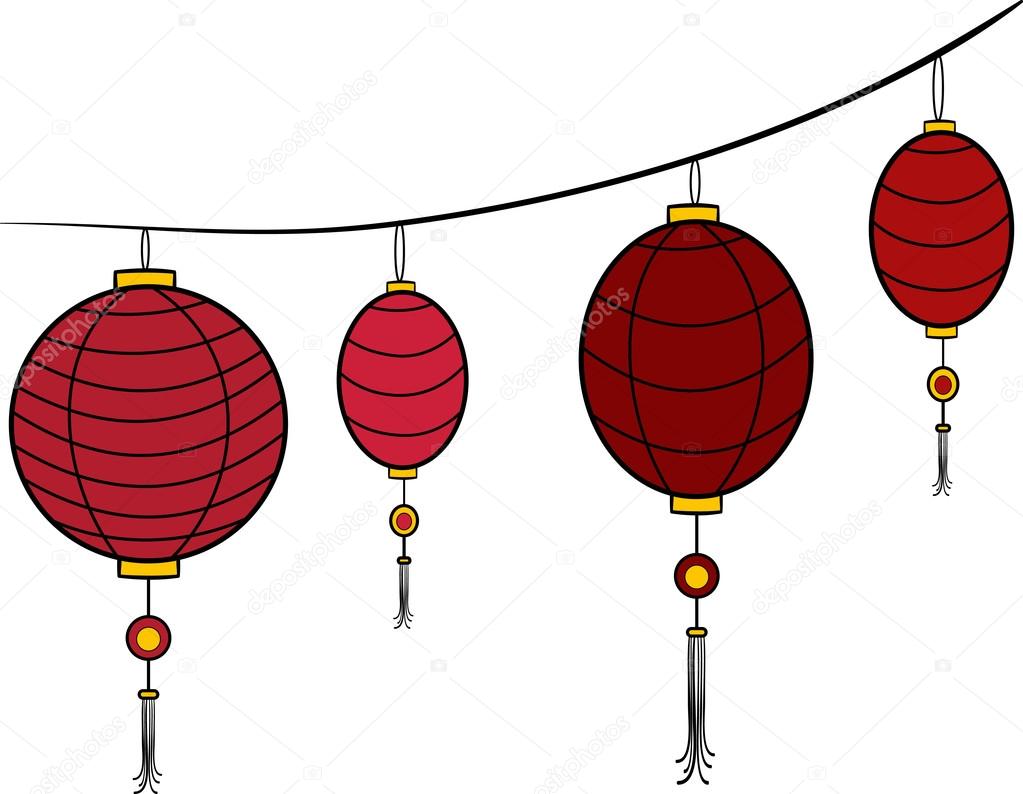 Vector red carnival chinese hanging lanterns