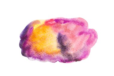 Suluboya el izole kırmızı, sarı ve mor spot çekilmiş. Raster illüstrasyon