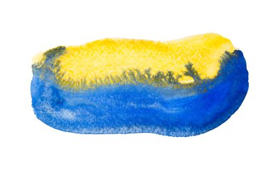 Suluboya el izole mavi ve sarı nokta çekilmiş. Raster illüstrasyon