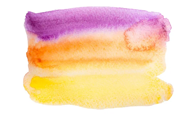 수채화 손으로 그려 고립 된 보라색, 노란색과 오렌지색 자리. 래스터 그림 — 스톡 사진