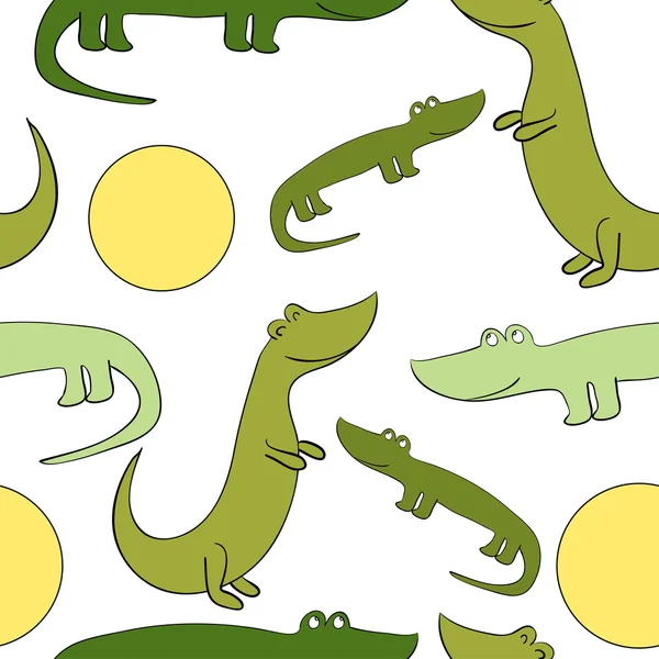 Crocodiles drôles et mignons. Modèle sans couture vectoriel — Image vectorielle