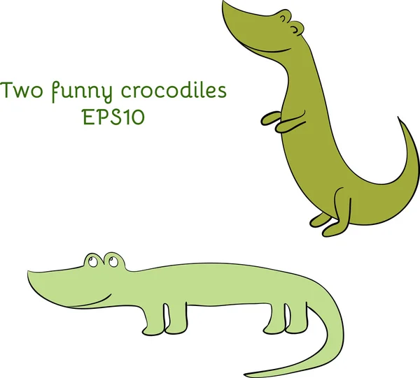 Ilustrație vectorială. Amuzant și drăguț crocodili verde — Vector de stoc