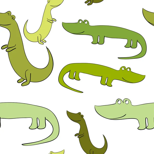 Crocodiles drôles et mignons. Modèle sans couture vectoriel — Image vectorielle