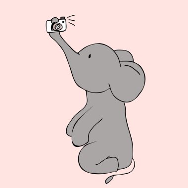 Sevimli fil doodle. Vektör görüntü