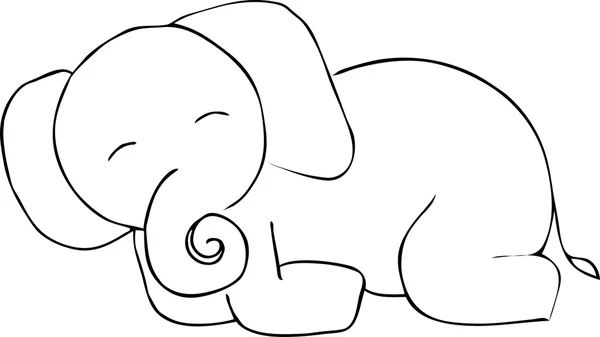 Bonito garabato elefante. Imagen vectorial — Vector de stock