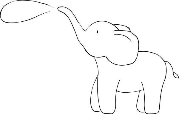 Bonito garabato elefante. Imagen vectorial — Archivo Imágenes Vectoriales