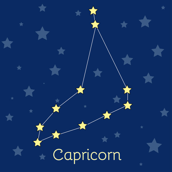 Capricorn Earth Zodiac  constellation with stars in cosmos. Vector image